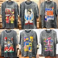 ราคา พร้อมส่ง เสื้อยืดฟอก oversize เท่ๆวินเทจ ด้านบนคอกลมผ้าฝ้ายแฟชั่นสีดำ เสื้อฟอกวินเทจโอเวอร์ไซส์ รวมลายใหม่สุดฮิต (43670715200)