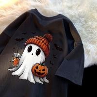 ราคา จัดส่งตลอด 24 ชั่วโมง HALLOWEEN ฮาโลวีน เสื้อยืด oversize ผ้าฟอกวินเทจ เสื้อยืดลายผีฟักทองการ์ตูน Halloween31 (41319049307)