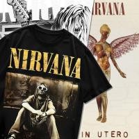 ราคา จัดส่งตลอด 24 ชั่วโมง 100COTTON เสื้อยืด Nirvana พี่เคิร์ตนั่งหล่อ เรืองแสงป้าย Rocktees COD (28391979086)