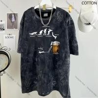 ราคา เสื้อยืดฟอก oversize ไตล์สตรีทแฟชั่น เสื้อยืด ไม่ต้องรีด ไม่ย้วย ฟอก ลายพระจันทร์ สไตล์วินเทจ ชาย oversize T00077 (28792233344)