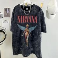 ราคา จัดส่งตลอด 24 ชั่วโมง เสื้อยืดฟอก ผ้าฝ้าย100 Nirvana วงดนตรี เสื้อยืดผ้าฟอก oversize ผ้าคอตตอน100 สไตส์อเมริกา N0001 (40871513601)