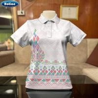 ราคา เสื้อโปโลลายไทยสําหรับผู้หญิงผู้ชายและผู้หญิงในธุรกิจเสื้อผ้าทํางานลําลองหลวมแขนสั้นเสื้อยืดโปโล (41750522219)