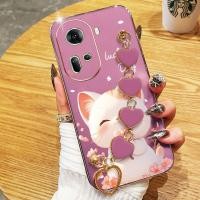 ราคา VRQRเคสโทรศัพท์สําหรับOppo Reno 11 5G Reno11 F 5G Reno11 Pro 5G 11F Reno10 5G Reno 10 Pro 5Gปลอกน่ารักยิ้มแมวรักสร้อยข้อมือฝาครอบกันกระแทก (43962140773)