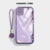 ราคา SAMSUNG VRQRเคสโทรศัพท์สําหรับSamsung Galaxy A12 M12 F12 A22 M22 F22 M32 M33 M53 4G 5G A12 Nacho A12Sปลอกผีเสื้อดอกไม้แขวนเชือกใสกันกระแทก (42961897328)