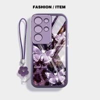 ราคา SAMSUNG สําหรับSamsung Galaxy S24 S25 Plus S24 S25 Ultra S24 S25 FE S25 Edge S24 S25 ปลอกVRQR Darkสีผีเสื้อSeriesกันกระแทกโทรศัพท์กรณีเชือกดอกไม้ (41963939029)