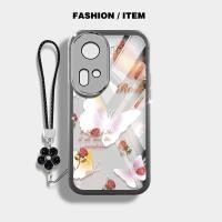 ราคา VRQRเคสโทรศัพท์สําหรับOppo Reno 11 5G Reno11 F 5G Reno11 Pro 5G 11F Reno10 5G Reno 10 Pro 5Gปลอกดอกไม้ผีเสื้อสีขาวพร้อมเชือกฝาครอบกันกระแทกใส (41613621181)