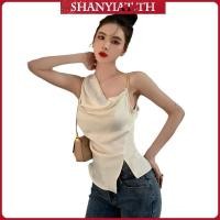 ราคา เสื้อครอปท็อปแขนกุด แต่งจับจีบ แต่งสายโซ่ สไตล์เกาหลี สําหรับผู้หญิง (52201338094)