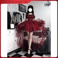 ราคา สไตล์ฝรั่งเศสเฮปเบิร์นอารมณ์ผู้หญิงลากหางใหญ่ชุดเจ้าหญิงชุดเดรสวันเกิดพองๆชุดเดรสเกาะอกสีแดงผู้หญิง mqnz (41223815477)