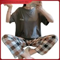 ราคา Women pajamasชุดเซ็ท2ชิ้นเสื้อ กางเกงลายสก๊อต ชุดลำลองผ้านิ่มใส่สบายราคาถูก เซตเสื้อยืด กางเกงขายาวสกรีนลาย (56401239512)