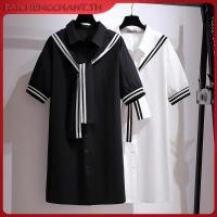 ราคา 62298ลดล้างสต๊อกพิเศษ120 350กก ไซส์ใหญ่สำหรับสาวอวบเย็บผ้าคลุมไหล่เสื้อเชิ้ตเดรสสองชิ้นปลอมสไตล์เกาหลี (44173595174)