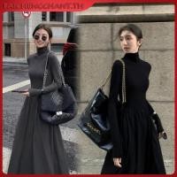 ราคา TESN ใหม่ชุดดำน้อย ทรงสลิมฟิต เดรสยาว ชุดเดรสคอเต่า สีเทา สีดํา คุณภาพสูง สไตล์เฮปเบิร์น แฟชั่นฤดูใบไม้ร่วง และฤดูหนาว สําหรับผู้หญิง OOQ (42873814747)