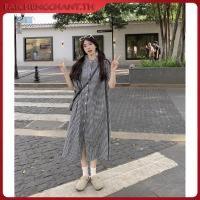 ราคา ชุดเดรสผู้หญิงขนาดบวกเกาหลีหลวมบางญี่ปุ่นย้อนยุควรรณกรรมอารมณ์ลายสก๊อต (42420413018)