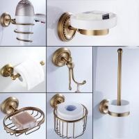 ราคา ทองเหลืองโบราณฮาร์ดแวร์ห้องน้ําอุปกรณ์เสริมผ้าขนหนูแหวนตะขอแปรงห้องน้ําผู้ถือกระดาษจานสบู่ตะกร้า zh0 9 (52500132995)