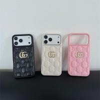 ราคา แบรนด์หรูแฟชั่นชุบทองนูน GG หนังป้ายสําหรับ iPhone 17 16 15 14 13 Pro Max กันกระแทก (45851209165)