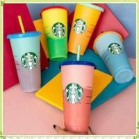 ราคา youngtime สินค้าพร้อมส่ง ลดราคา แก้วพลาสติกเก็บความเย็นเปลี่ยนสี Starbucks แบบใช้ซ้ำได้ พร้อมฝาปิด แก้วพลาสติกเก็บความเย็นแบบใช้ซ้ำได้ 24 ออนซ์ คอลเลคชั่นฤดูร้อน youngtime (50300193290)