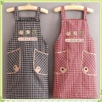 ราคา youngtime Plaid Kitchen Apron Cotton Linen H Shoulder Straps Back Tie Up Aprons with Front Pocket for Cooking youngtime (42963966928)