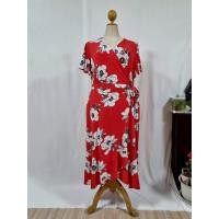 ราคา เดรสยาวสาวอวบ สีแดงลายดอกไม้ LANE BRYANT อก 46 เอว 44 สะโพก 58 ยาว 50 กระเป๋าข้าง (40321890302)