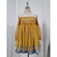ราคา ส่งต่อมือ1 ป้ายห้อย PLOY LADA เสื้อปาดไหล่ผ้ามุ้งสีเหลือง อก 32 34 ยาว 22 (40168733555)