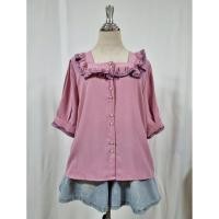 ราคา ส่งต่อมือ1 เสื้อเชิ้ตแขนสั้นสีชมพู ป้าย Fishmoney shop อก 38 ยาว 24 (40656451276)