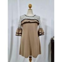 ราคา เดรสสาวอวบสีน้ำตาล แต่งลูกไม้ อก 44 เอว 42 สะโพก 50 (27341175209)