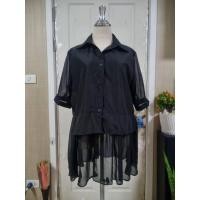 ราคา เสื้อสาวอวบ สีดำคอปก อก 42 ยาว 30 กระดุมหน้า (27008491704)