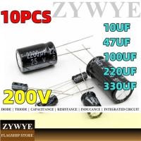 ราคา 10pcs 200V 10UF Capacitor 1 000UF 47UF 100UF 220UF 330UF In Line อลูมิเนียม Electrolytic Capacitor 470UF 2200UF 4700UF 35V Electrolytic Capacitor (25834409580)
