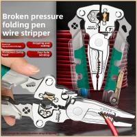 ราคา ช่างไฟฟ้าเครื่องมือพิเศษคีมปอกสายไฟมีดปอกสายไฟมัลติฟังก์ชั่นพร้อมปากกาทดสอบคีมปอกสายไฟพับ (27940155819)
