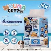 ราคา ยกถุง 3 ห่อ สีฟ้า รุ่นใหม่ KUMA PETTO ทิชชู่เปียกสำหรับสัตว์เลี้ยง 75 แผ่น กลิ่นOcean Paradise สีฟ้า (28306340423)