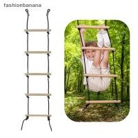 ราคา fashionbana เชือกบันได 5 6ft 5 ขั้นตอน 220lbs แบริ่งไม้เด็กปีนเขาเชือกบันไดพร้อมสายรัดแขวน Swing Playset เชือกบันไดใหม่สต็อก (55201105964)