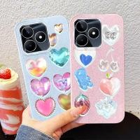 ราคา YBD สาวสไตล์เคสโทรศัพท์สําหรับ OPPO Realme C53 C51 C63 C61 C65S 4G Realme หมายเหตุ 50 หมายเหตุ 60X Realme Narzo N53 N63 ขนาดขนาดเล็กสีลูกกวาดรูปหัวใจสีโปร่งแสง (40952957784)