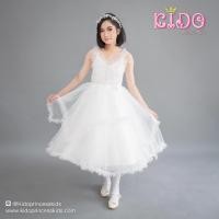 ราคา ชุดออกงานเด็ก หน้าร้านอยู่รัชดา ลองได้ถ่ายรูปจากของจริง F081สีขาว แนววินเทจ กระโปรงยาว ชุดราตรีเด็ก (7935269732)