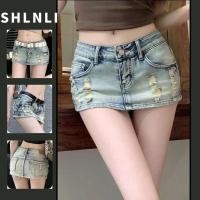 ราคา กระโปรงยีนส์ทรงเอวต่ำแบบมีการฉีก สไตล์อเมริกันย้อนยุค สำหรับผู้หญิง ดีไซน์เรียบง่ายในฤดูร้อน (44410766218)