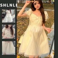 ราคา ชุดกระโปรงสไตล์ฝรั่งเศสย้อนยุค แขนฟองสีทึบ ดีไซน์หวานสำหรับสตรี (44214943862)