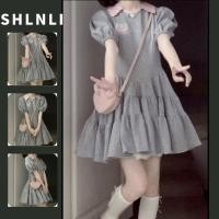 ราคา ชุดเดรสพิมพ์ลายสไตล์วิทยาลัย คอโปโลแขนสั้น กระโปรงเค้กเข้ารูป สีทึบ (43161849876)
