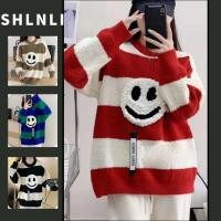 ราคา เสื้อกันหนาวผู้หญิงแบบสบาย ๆ สำหรับฤดูใบไม้ร่วงและฤดูหนาว ออกแบบตามแฟชั่นเกาหลี พิมพ์ลายหน้ายิ้มที่คอเสื้อ (42365135049)