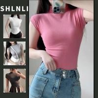 ราคา เสื้อยืดแขนสั้นสไตล์ย้อนยุคสำหรับฤดูร้อน สีทึบ สลิม핏 ชายโค้ง (41560865505)