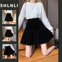 ราคา กระโปรงครอปสีดำสำหรับผู้หญิง แบบทรงเอจีบ เหมาะสำหรับฤดูใบไม้ร่วงและฤดูหนาว (41270500411)