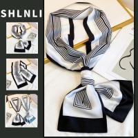 ราคา ฤดูใบไม้ผลิฤดูร้อนสีดําและสีขาวลายผ้าพันคอไหมผู้หญิงแถบยาวเวอร์ชั่นเกาหลีผ้าคลุมไหล่ตกแต่งอเนกประสงค์ (29528733317)