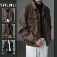 ราคา เสื้อแจ็คเก็ตหนังสไตล์วินเทจญี่ปุ่น สีทึบ ไซส์ใหญ่พอดี สำหรับฤดูกาลเปลี่ยนแปลง (28789583055)
