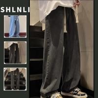 ราคา คลาสสิกพื้นฐานสีดําสีเทากางเกงยีนส์ผู้ชายหลวมสบายๆกางเกงยางยืดสําหรับฤดูใบไม้ผลิฤดูใบไม้ร่วง (28729603762)