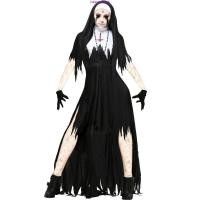 ราคา halloween costume ชุดฮาโลวีน S XL Halloween Zombie Witch Nun Costume ฮาโลวีนแม่มดชุดแม่ชี (44317645288)