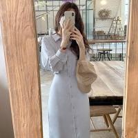 ราคา ชุดมินิเดรสแขนยาวลําลอง ทรงเอ เข้ารูป สีพื้น สไตล์เกาหลี (42819204939)