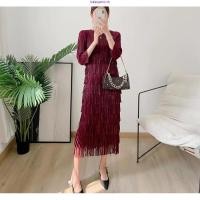 ราคา Issey Miyake Issey Miyake Issey Miyake ชุดเดรสกระโปรง แขนสามส่วน จับจีบ หรูหรา แฟชั่นฤดูใบไม้ร่วง สําหรับสตรี 2022 (41967782398)