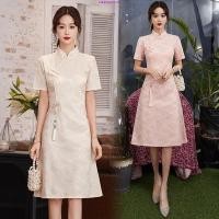 ราคา ชุดเดรสกี่เพ้า แขนสั้น คอตั้ง แต่งลูกไม้ สไตล์จีนย้อนยุค พลัสไซซ์ 5XL (40267786808)