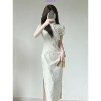 ราคา ใหม่ ชุดเดรสกี่เพ้า แขนสั้น แต่งลูกไม้ สไตล์จีนวินเทจ หรูหรา 3 สี สําหรับผู้หญิง S ถึง XXL S2442 (28141170480)