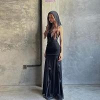 ราคา Cutenew ชุดเดรสยาว เปิดไหล่ เปิดหลัง สีขาว ดํา สําหรับผู้หญิง (41017782398)