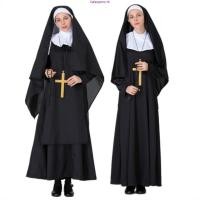 ราคา SEXY back2024ใหม่ฮาโลวีน cos ชุดปาร์ตี้ฮาโลวีนแม่ชีชุดคอสเพลย์ภาพยนตร์สยองขวัญแม่ชีชุดแฟนซีสีดำชุดพรหม (29190939465)