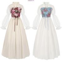 ราคา สไตล์พระราชวัง 2024 ต้นฤดูใบไม้ผลิยุคกลางย้อนยุค ชุดจั๊มสูท เดรสยาวลูกไม้ขึ้นเอวเวทีเครื่องแต่งกาย (24496838122)