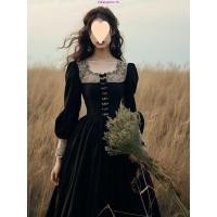 ราคา เดรสฝรั่งเศส เดรสสไตล์เฮปเบิร์น เดรสวินเทจ เดรสย้อนยุค เดรสคอวี เดรสคอเหลี่ยม สีดํา ย้อนยุค ดีงาม ชุดฤดูใบไม้ร่วงผู้หญิงวินเทจวินเทจ (43017786438)