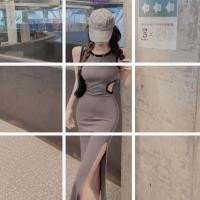 ราคา ชุดเดรส แขนกุด ผ่าข้าง เอวเปลือย เซ็กซี่ แฟชั่นสําหรับผู้หญิง (42816817866)